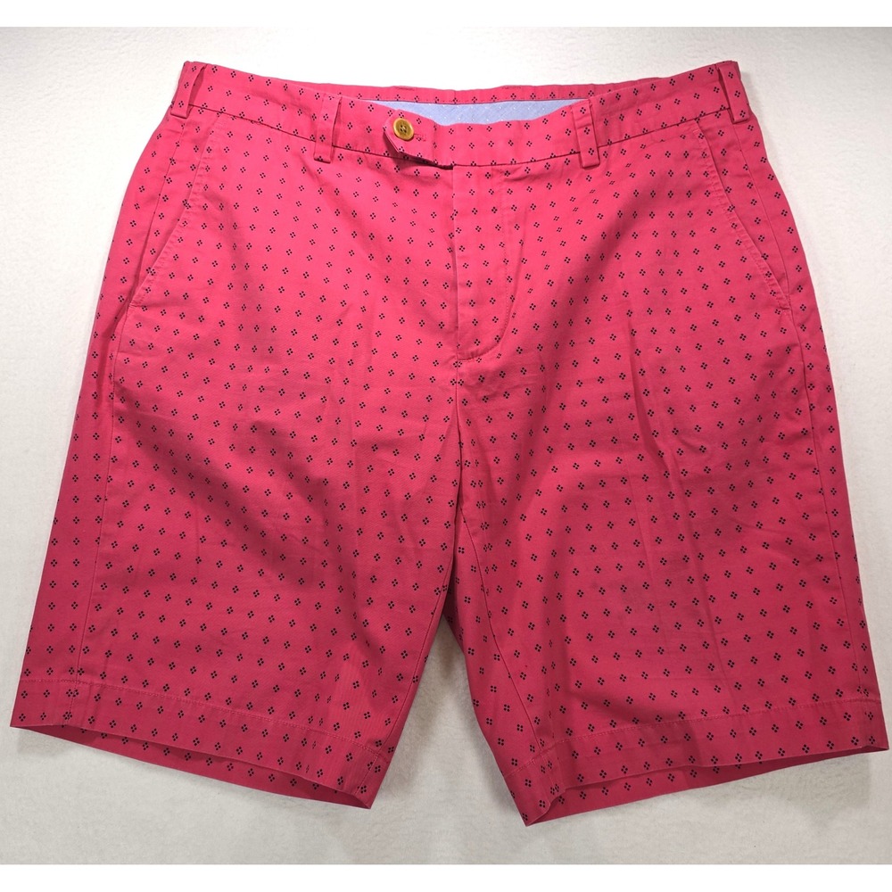 Brooks Brothers Mens Pink Geometric Print Bermuda‎ Shorts W36 Cotton Preppy